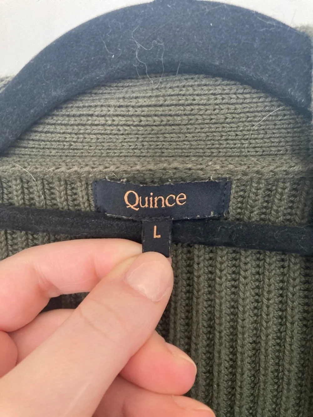 Quince Deep Green Ribbed Open-Front Cardigan with pockets - Picture 3 of 4